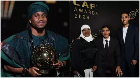 2024 CAF Awards: Moroccans angry with CAF after Hakimi's family watched their son lose to Lookman