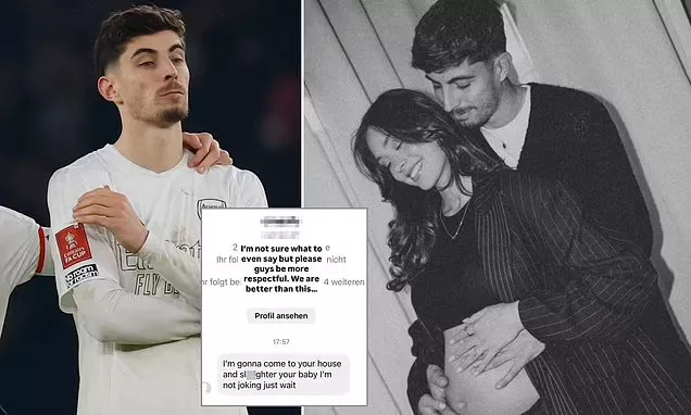 Update: Teenager, 17, arrested after Arsenal star Kai Havertz's pregnant wife was sent sickening abuse on IG following the club's FA Cup defeat to Man.United