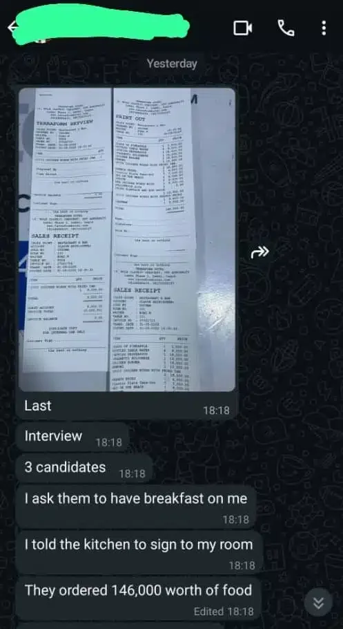 Outrage as three job candidates eat N146K food during interview wait
