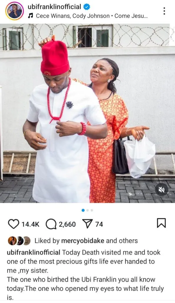 Ubi Franklin heartbroken as he loses sister to cancer
