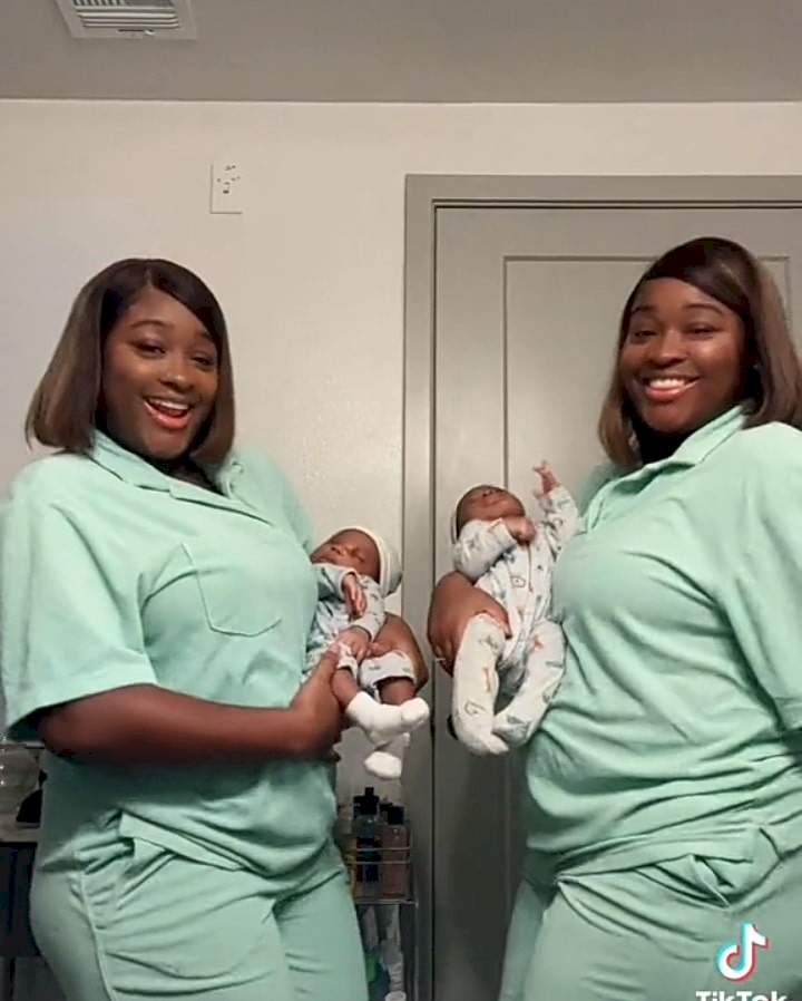 Twin sisters who became pregnant at same time deliver on same day (Video)