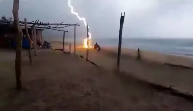 Lightning bolt strikes two beachgoers dead (video)