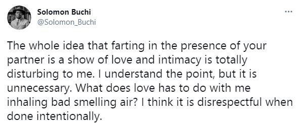 'Intentionally farting in your partner's presence is disrespectful' - Life Coach, Solomon Buchi