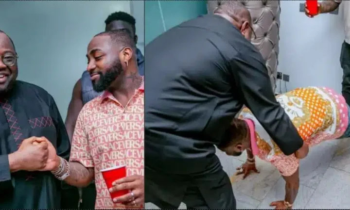 Davido prostrates to greet Dele Momodu after calling him 'my boy' years ago (Video)