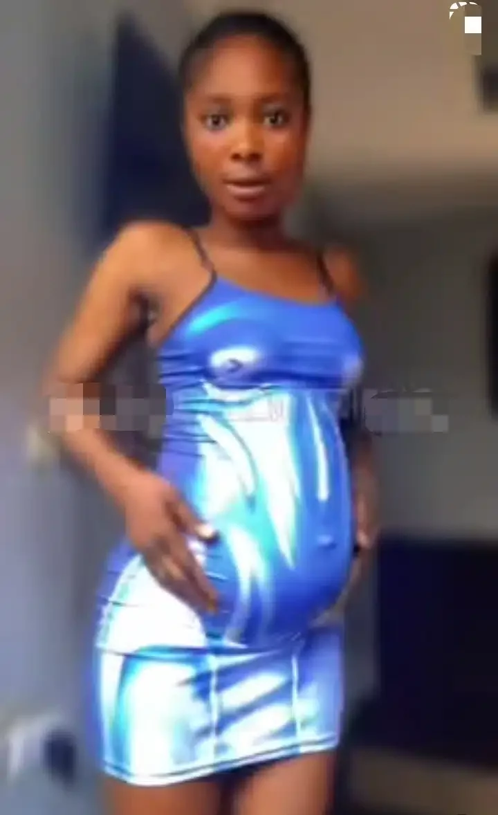 Outrage as alleged pregnant lady sucks in her baby bump to look flat stomach