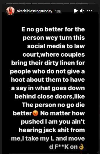 Actress Nkechi Blessing reacts to Annie Idibia's saga, slams use of social media as 'law court'