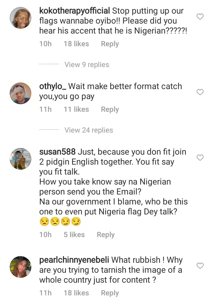 'Remove our flag wannabe Oyinbo' - Outrage as a white lady mocks a Nigerian for trying to scam her
