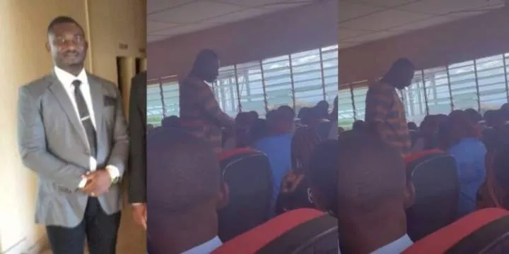IMSU lecturer called out for slapping a pregnant student who wore mufti to his class (video)