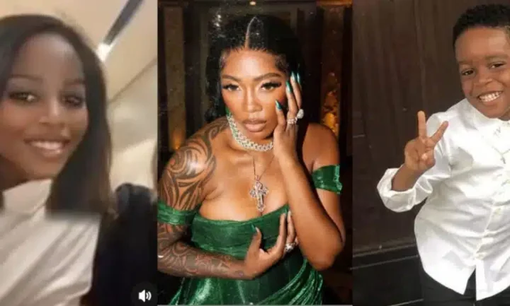"I'm a boy, not a girl!" - Moment Tiwa Savage's son rebels against mother's attempted makeover (Video)