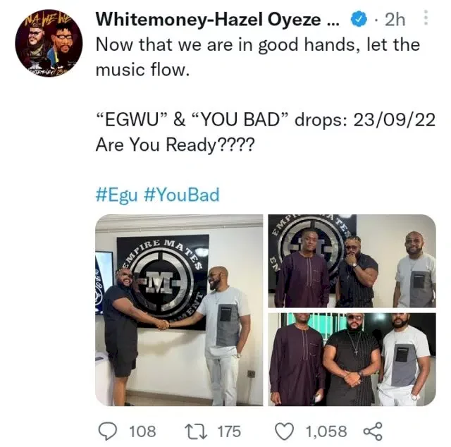 'Banky's about to mould a new Wizkid' - Reactions as Banky W signs Whitemoney to his record label, EME