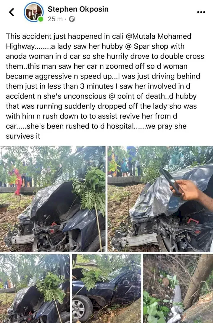 Woman reportedly dies in car accident while chasing husband and side chick in Calabar