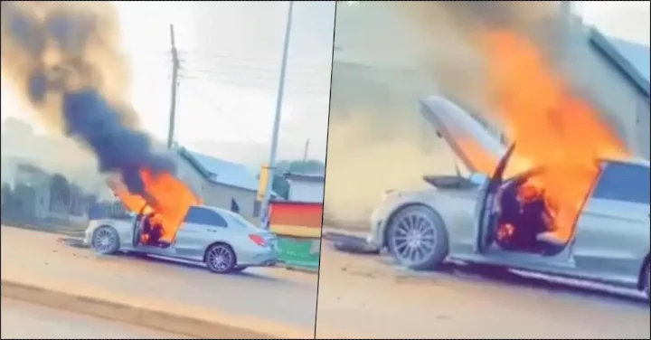 Man heartbroken as fire guts Mercedes Benz days after purchase (Video)