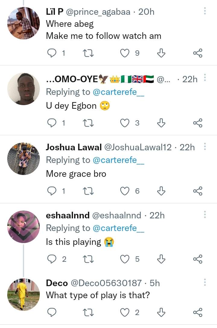 'Shay na football age?' - Netizens react as Carter Efe reveals his real age