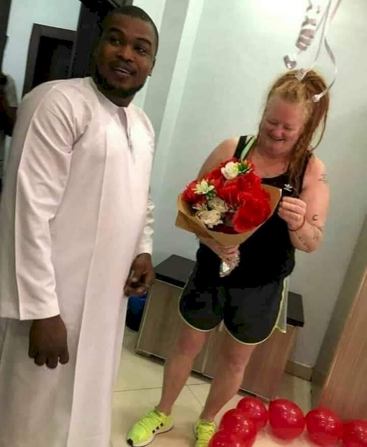 Nigerian man rejoices as his older Canadian girlfriend accepts his proposal in Delta state