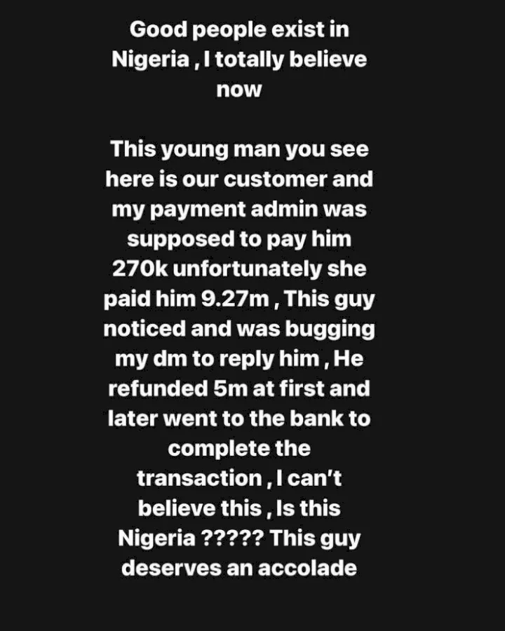 'Good people still exist in Nigeria' - Crypto trader narrates how young man retuned N9m that was mistakenly sent to him