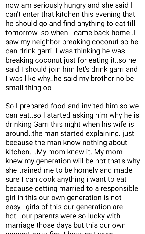 'My mom made sure I can cook anything I want to eat' - Nigerian man narrates how he prepared food and fed his neighbour whose wife refused to cook