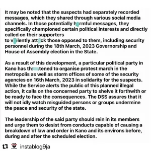 2023 Guber Polls: DSS locks up two men for incitîng vi#l£nc£ in Kano