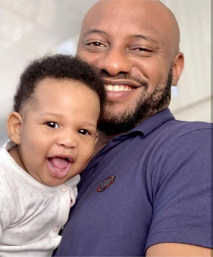 'It's time for the world to meet my son born by my second wife' Yul Edochie shows off his child with another woman as his wife tells him 'may God judge both of you'