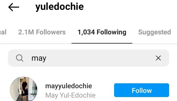 Yul Edochie's first wife, May, unfollows him on Instagram