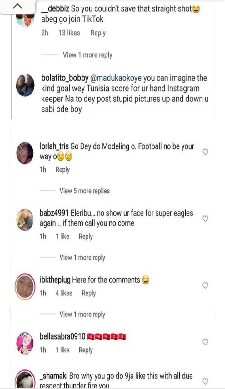'So you couldn't save a straight shot, abeg go join Tik Tok' - Nigerians drag Super Eagles goalie, Maduka Okoye