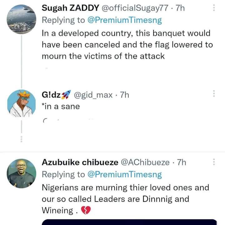 Nigerians kick as President Buhari hosts APC leaders to dinner hours after Owo church massacre
