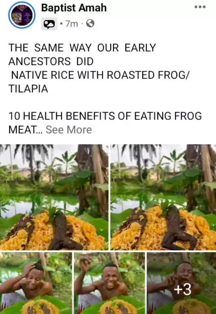 Man posts pictures of himself devouring frog meat, alleges that it cures impotence (Photos)