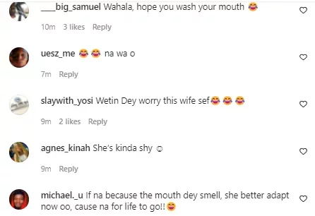'This one don marry wrong wife' - Reactions trail wedding of lady who expressed discomfort at exchanging cake mouth-to-mouth with husband (Video)