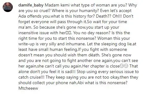Kemi Olunloyo dragged over comment following Ada Ameh's death