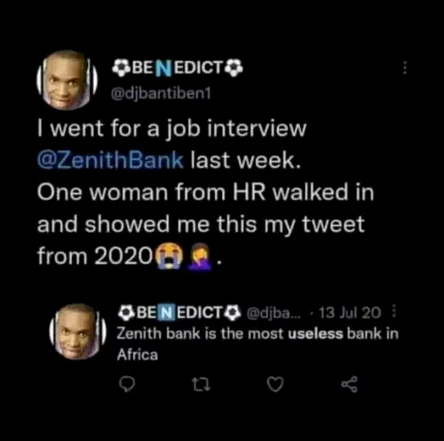 Man loses bank job as interviewer shows him tweet he made since 2020