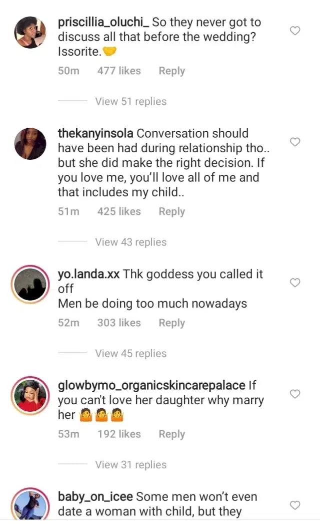 Lady calls off wedding because fiancé insists she can't move in with her child from previous relationship
