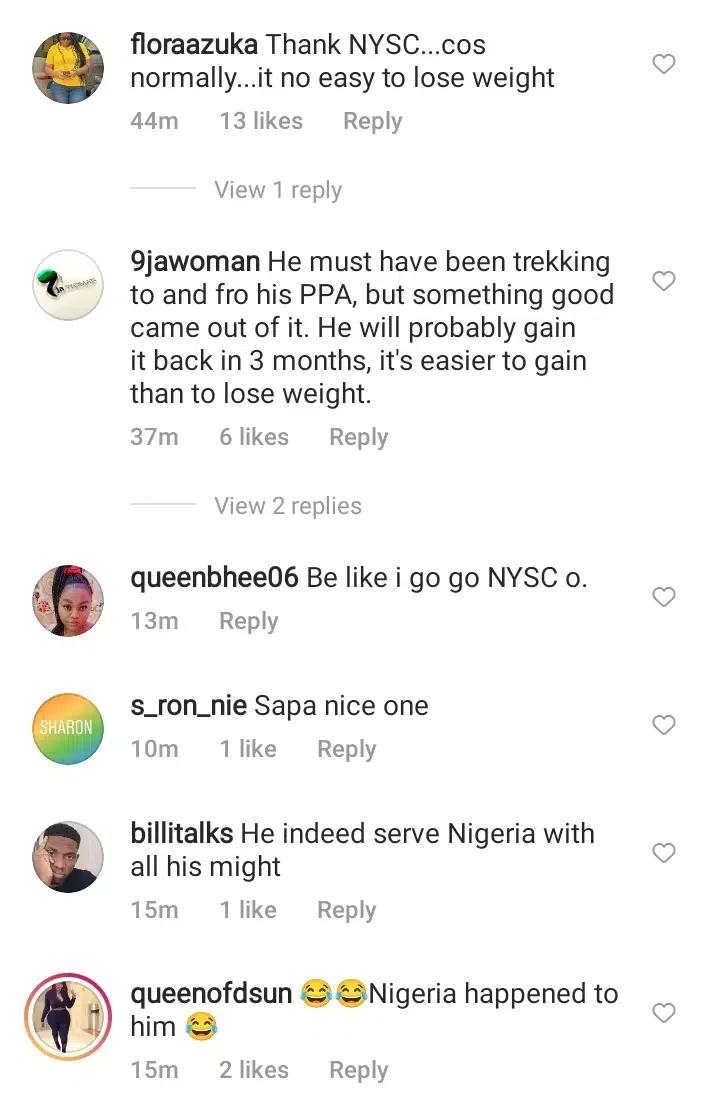 Reactions as man shares his transformation after NYSC