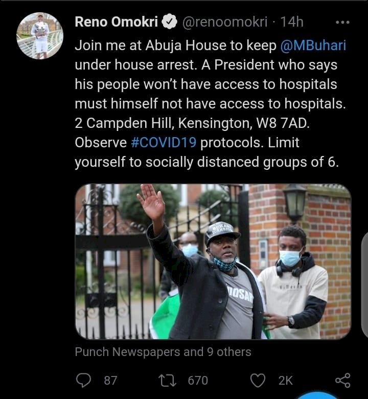 Reno Omokri puts President Buhari in house arrest in London
