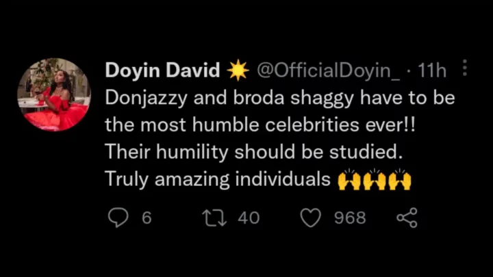 'Don Jazzy and Broda Shaggi are the most humble celebrities ever' - BBNaija's Doyin declares, gives reasons