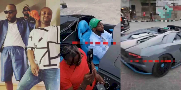 'Motor wey get 12 plugs, make ehm concentrate abeg' - Reactions as Davido shuns Isreal DMW, zooms off in his Lamborghini amidst hailing (Video)
