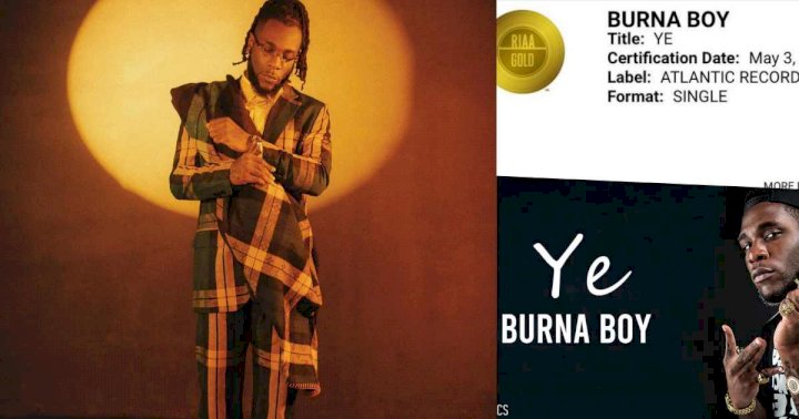 "Still Striving" - Burna Boy says as 'Ye' gets certified Gold in the United States