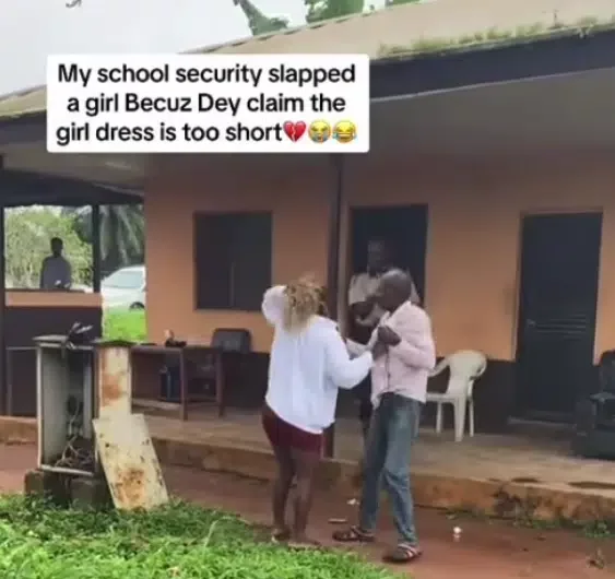 UNIBEN security officer slaps female student over skimpy gown (Video)