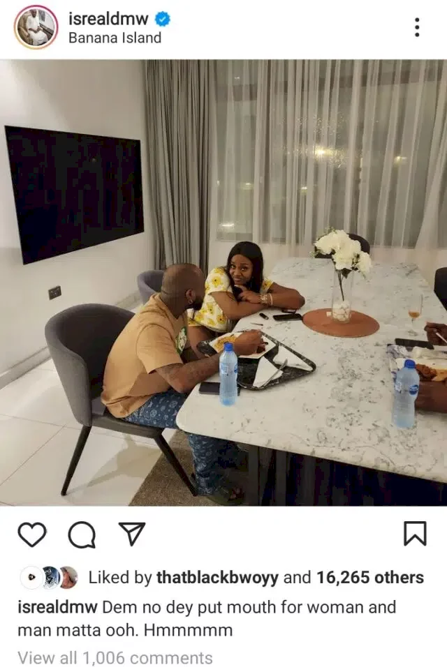 Israel DMW drops cryptic quote as he shares photo of Davido and Chioma amid reunion rumors