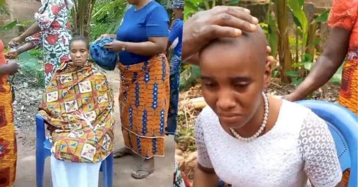 Young widow shares video of her hair being shaved by her husband's family, accuses them of neglect