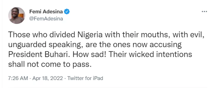 Those who divided Nigeria with their mouths are the ones now accusing President Buhari - Femi Adesina fires back at Bishop Kukah