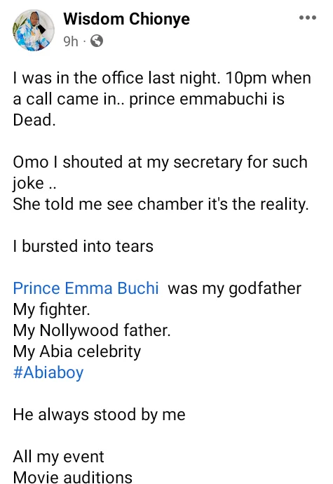 Police confirm murder of Nollywood actor, Emma Buchi in Asaba 