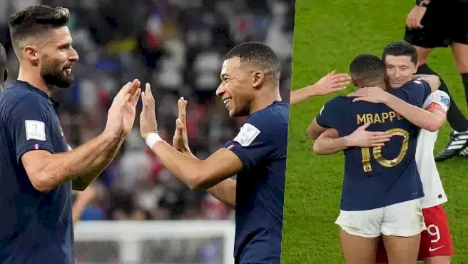 Giroud and Mbappe make history as France knock out Poland from World Cup