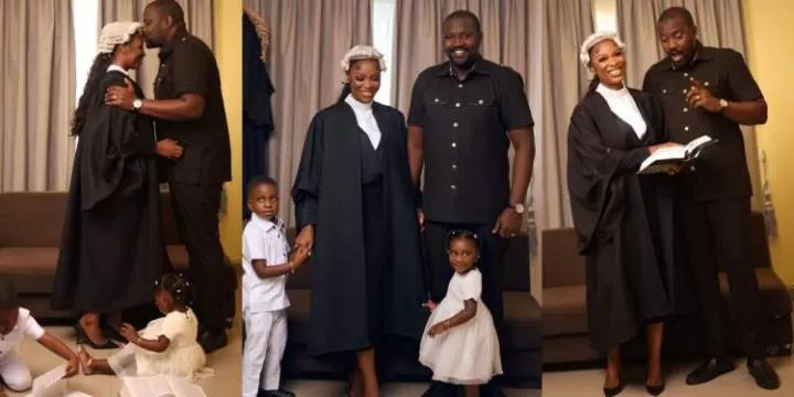 Ghanaian actor, John Dumelo celebrates wife as she gets called to bar (photos)