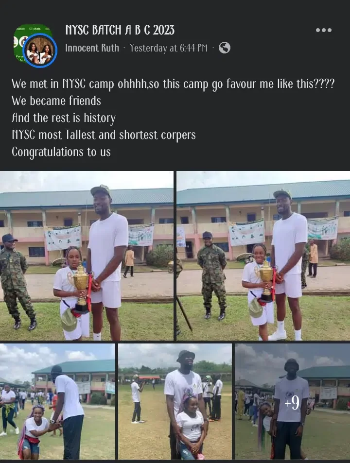 'So this camp favour me like this?' - Shortest corps member at NYSC camp gushes as she gets set to wed tallest corper (Photos)