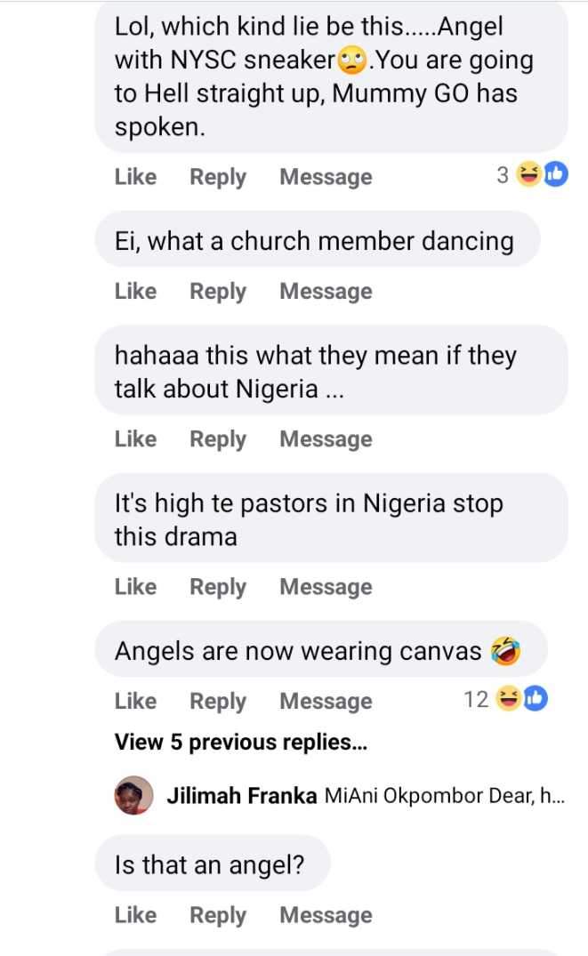 'Angel with NYSC sneakers' - Reactions as Nigerian pastor shares photos of 'angel' captured in church (Photos)