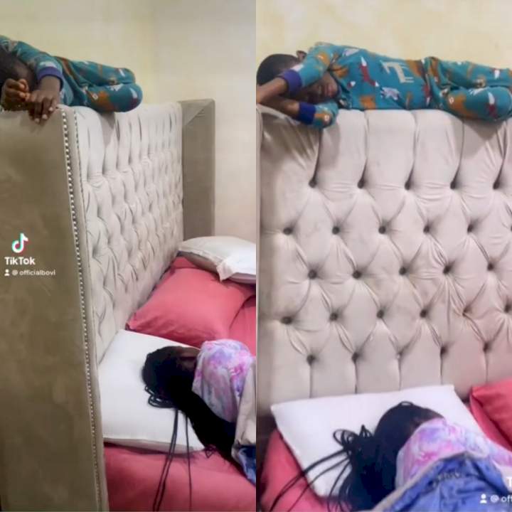 Bovi shares his son's unique sleeping position (video)