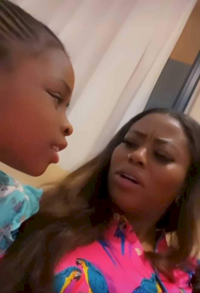 "Stop lying to children" - Nigerians react to Sophia Momodu's response to Imade after she asked why she and her sister, Hailey have different mothers (Video)