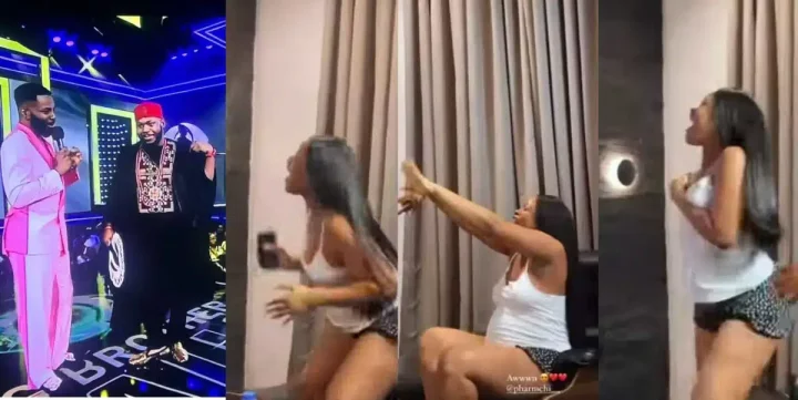 BBNaija All Stars: Moment Frodd's pregnant wife screams excitedly as she watches him on TV (Video)
