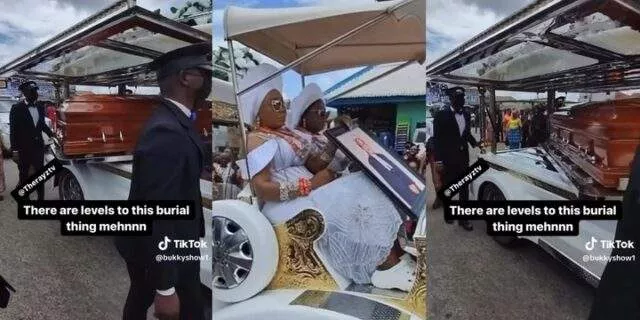 Reactions as family pulls up for burial with spinning coffin (Video)