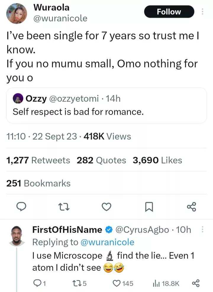 'Self-respect is bad for romance' Twitter users explain how refusing to be a 'mumu' has kept them single