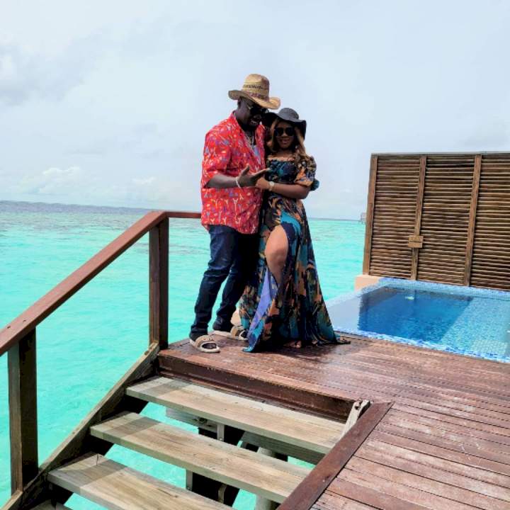 Obi Cubana and wife vacation in Maldives Islands days after staging a 'talk of the town' funeral for his mum (photos)
